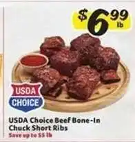 Winn Dixie USDA Choice Beef Bone-In Chuck Short Ribs offer