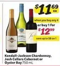 Winn Dixie Kendall-Jackson Chardonnay, Josh Cellars Cabernet or Oyster Bay offer