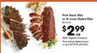Kroger Pork Back Ribs or St. Louis Styled Ribs offer
