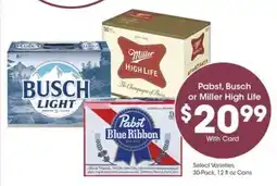 Kroger Pabst, Busch or Miller High Life offer