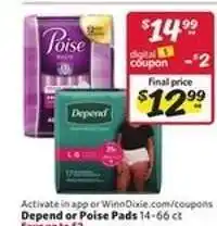 Winn Dixie Depend or Poise Pads offer
