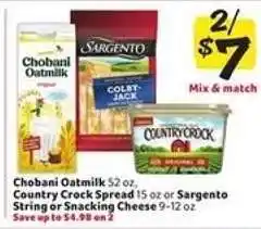 Winn Dixie Chobani Oatmilk, Country Crock Spread, or Sargento Cheese offer