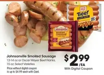 Kroger Johnsonville Smoked Sausage offer