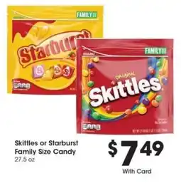 Kroger Skittles or Starburst Family Size Candy offer