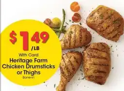 Kroger Heritage Farm Chicken Drumsticks or Thighs offer