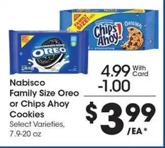 Kroger Nabisco Family Size Oreo or Chips Ahoy! Cookies offer