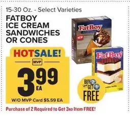 Food Lion FatBoy Ice Cream Sandwiches or Cones offer