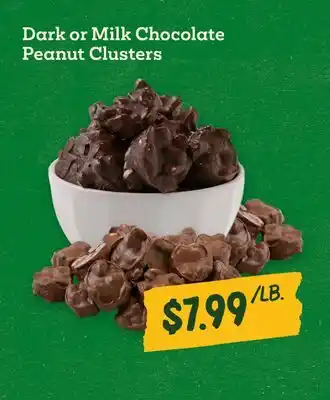 Sprouts Farmers Market Dark or Milk Chocolate Peanut Clusters offer