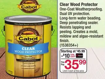 Ace Hardware Cabot Clear Wood Protector offer