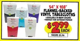 Ollie's 54 x 108 FLANNEL-BACKED VINYL TABLECLOTHS offer