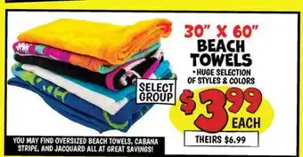 Ollie's 30 x 60 BEACH TOWELS-HUGE offer