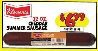 Ollie's Klement's 32 OZ. CHEDDAR SUMMER SAUSAGE offer
