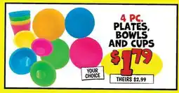 Ollie's 4 PC. PLATES, BOWLS AND CUPS offer