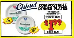 Ollie's Chinet COMPOSTABLE DINNER PLATES offer