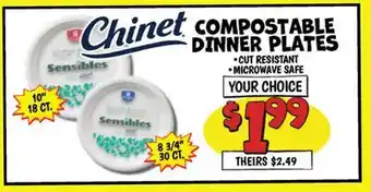 Ollie's Chinet COMPOSTABLE DINNER PLATES offer