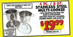 Ollie's 4 PC / 8 QT STAINLESS STEEL MULTI-COOKER offer