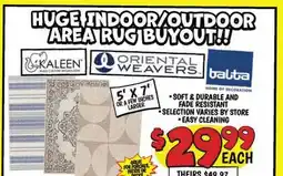 Ollie's HUGE INDOOR/OUTDOOR AREA RUG BUYOUT! offer