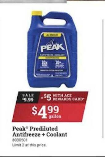Ace Hardware Peak Prediluted Antifreeze + Coolant offer