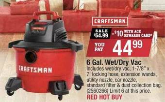 Ace Hardware 6 Gal. Wet Dry Vac offer