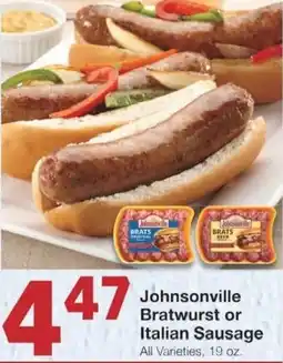 Market Street Johnsonville bratwurst or italian sausage offer