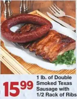 Market Street Double Smoked Texas sausage with 1/2 rack of ribs offer
