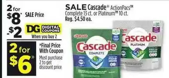 Dollar General Cascade Actionpacs Complete Or Platinum offer