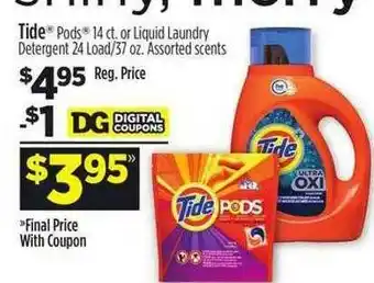 Dollar General Tide Pods Or Liquid Laundry Detergent offer