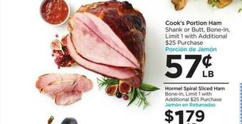 Food 4 Less Cook's Portion Ham offer