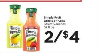 Food 4 Less Simply Fruit Drinks Or Ades offer