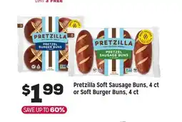 Grocery Outlet Pretzilla Soft Sausage Buns, 4 ct or Soft Burger Buns, 4 ct offer