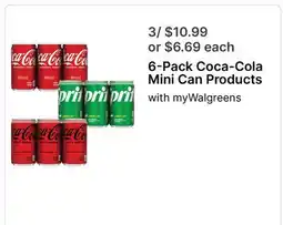 Walgreens 6-Pack Coca-Cola Mini Can Products offer