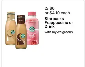 Walgreens Starbucks Frappuccino or Drink offer