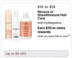 Walgreens Nexxus or SheaMoisture Hair Care offer