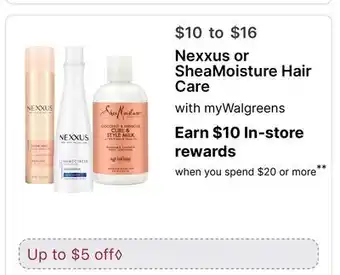 Walgreens Nexxus or SheaMoisture Hair Care offer