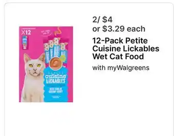 Walgreens 12-Pack Petite Cuisine Lickables Wet Cat Food offer