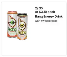 Walgreens Bang Energy Drink with myWalgreens offer