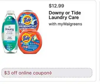 Walgreens Downy or Tide Laundry Care offer