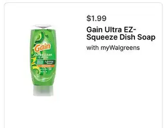 Walgreens Gain Ultra EZ-Squeeze Dish Soap offer