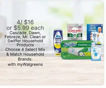 Walgreens Cascade, Dawn, Febreze, Mr. Clean or Swiffer Household Products offer