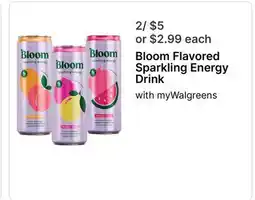 Walgreens Bloom Flavored Sparkling Energy Drink with offer