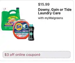 Walgreens Downy, Gain or Tide Laundry Care offer
