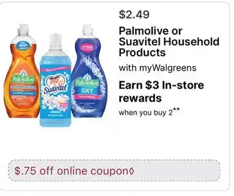 Walgreens Palmolive or Suavitel Household Products offer