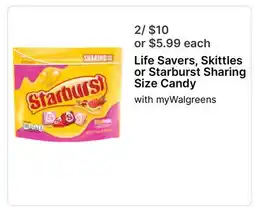 Walgreens Life Savers, Skittles or Starburst Sharing Size Candy offer