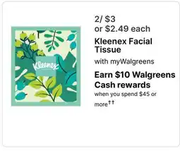 Walgreens Kleenex Facial Tissue offer