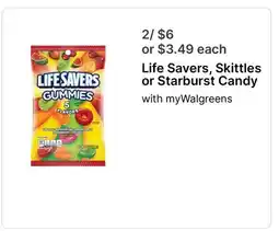 Walgreens Life Savers, Skittles or Starburst Candy offer