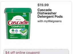 Walgreens Cascade Dishwasher Detergent Pods offer
