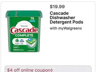 Walgreens Cascade Dishwasher Detergent Pods offer