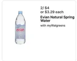 Walgreens Evian Natural Spring Water offer