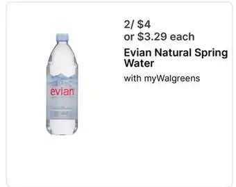 Walgreens Evian Natural Spring Water offer