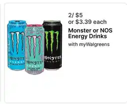 Walgreens Monster or NOS Energy Drinks offer